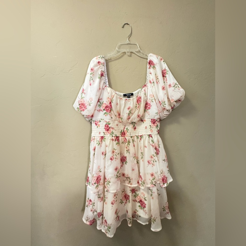 Trixxi White and Pink Floral Dress